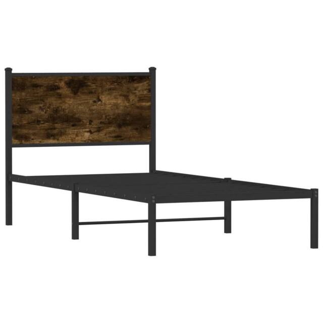 Berkfield Home Metal Bed Frame without Mattress Smoked Oak 90x200 cm in Brown - image 1