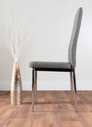 FurnitureboxUK Leonardo Glass & Chrome Metal Dining Table & 6 Milan Chairs Dining Set in Grey - thumbnail 9