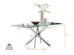 FurnitureboxUK Leonardo Glass & Chrome Metal Dining Table & 6 Milan Chairs Dining Set in Grey - thumbnail 7