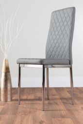 FurnitureboxUK Leonardo Glass & Chrome Metal Dining Table & 6 Milan Chairs Dining Set in Grey - thumbnail 5