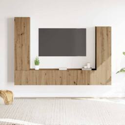 Berkfield Home Classic 4 Piece TV Cabinet Set Wall-mounted Artisan Oak Engineere - thumbnail 2