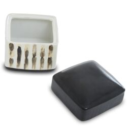 Orsina Minimalist Ceramic Trinket Box With Multicolour Brushstroke Pattern, Modern Jewellery Storage in Black - thumbnail 3