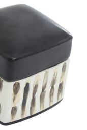 Orsina Minimalist Ceramic Trinket Box With Multicolour Brushstroke Pattern, Modern Jewellery Storage in Black - thumbnail 5