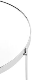 Orsina Polished Large Silver Mirror Side Table, Round Table With Mirror Glass Top, Chrome Lattice Base Lounge Sofa - thumbnail 3