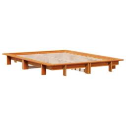 Berkfield Home Bed Frame without Mattress Wax Brown 120x200 cm Solid Wood Pine - Size: Small Double - thumbnail 3