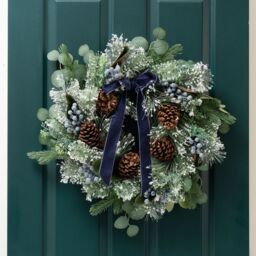 Scottish Everlastings Ltd 60cm Wreath With Navy Velvet Bow