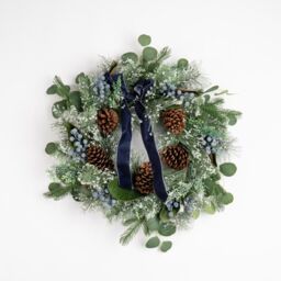 Scottish Everlastings Ltd 60cm Wreath With Navy Velvet Bow - thumbnail 2