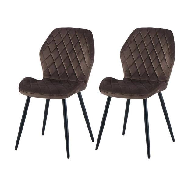 SONARA Modern Velvet Dining Chairs Set of 2 with Ergonomic Curved Backrest in Brown - image 1