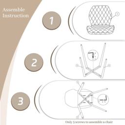 SONARA Modern Velvet Dining Chairs Set of 2 with Ergonomic Curved Backrest in Brown - thumbnail 3
