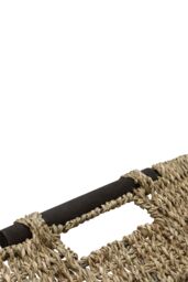 JVL Seagrass Set of 3 Rectangular Storage Baskets with Wooden Handles in Natural - thumbnail 3
