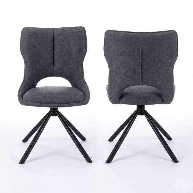HOME LUXE INTERIOR Set of 2 Grey Roseland 360 Swivel Dining Chairs - Modern Fabric - image 1