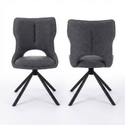 HOME LUXE INTERIOR Set of 2 Grey Roseland 360 Swivel Dining Chairs - Modern Fabric - thumbnail 1