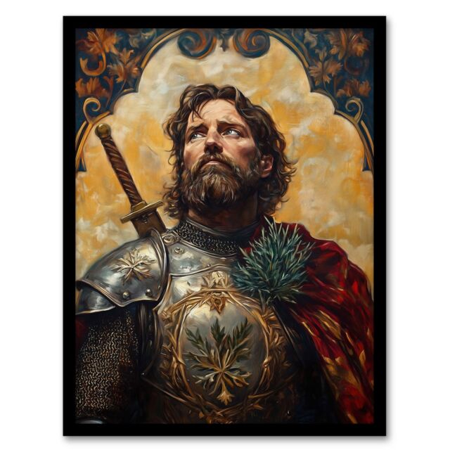 "Artery8 William Wallace Thistle Art Nouveau Portrait Framed Art Print in Mustard - Size: W12"" x H16""" - image 1