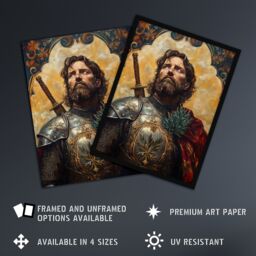 "Artery8 William Wallace Thistle Art Nouveau Portrait Framed Art Print in Mustard - Size: W12"" x H16""" - thumbnail 2