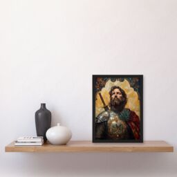 "Artery8 William Wallace Thistle Art Nouveau Portrait Framed Art Print in Mustard - Size: W12"" x H16""" - thumbnail 4
