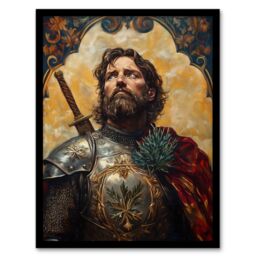 "Artery8 William Wallace Thistle Art Nouveau Portrait Framed Art Print in Mustard - Size: W12"" x H16""" - thumbnail 1