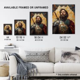 "Artery8 William Wallace Thistle Art Nouveau Portrait Framed Art Print in Mustard - Size: W12"" x H16""" - thumbnail 3