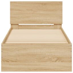 Berkfield Home Bed Frame without Mattress with Headboard Sonoma Oak 90x200 cm in Brown - thumbnail 5