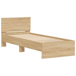 Berkfield Home Bed Frame without Mattress with Headboard Sonoma Oak 90x200 cm in Brown - thumbnail 2