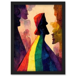 Artery8 The Others Abstract LGBTQ Rainbow Figures Artwork Framed Wall Art Print A4 in Black - thumbnail 1