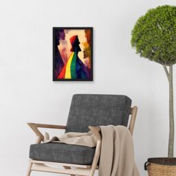 Artery8 The Others Abstract LGBTQ Rainbow Figures Artwork Framed Wall Art Print A4 in Black - thumbnail 2