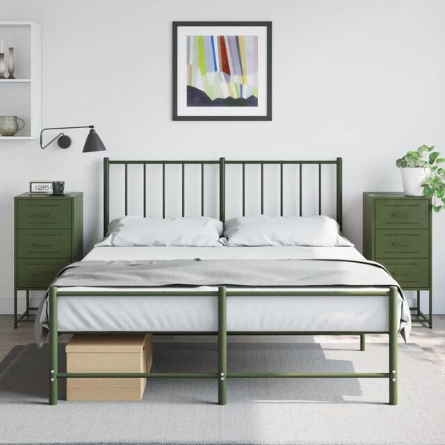 Berkfield Home Bedside Cabinets 2 pcs Olive Green 36x39x78 cm Steel - Size: 36 x 39 x 78 cm - image 1