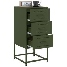 Berkfield Home Bedside Cabinets 2 pcs Olive Green 36x39x78 cm Steel - Size: 36 x 39 x 78 cm - thumbnail 4
