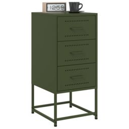 Berkfield Home Bedside Cabinets 2 pcs Olive Green 36x39x78 cm Steel - Size: 36 x 39 x 78 cm - thumbnail 3