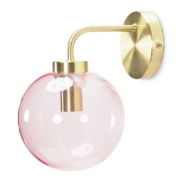 ValueLights Frenchie Pink Tinted Glass Globe Single Gold Stem Wall Light - thumbnail 2