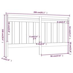 Berkfield Home Beautiful Bed Headboard Grey 206x4x100 cm Solid Wood Pine - Size: 206 x 4 x 100 cm - thumbnail 6