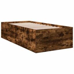 Berkfield Home Modern Bed Frame without Mattress Smoked Oak 75x190 cm Small Single in Brown - thumbnail 1