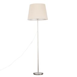 ValueLights Charlie Modern Stem Brushed Chrome Floor Lamp in Metallic Silver - thumbnail 1