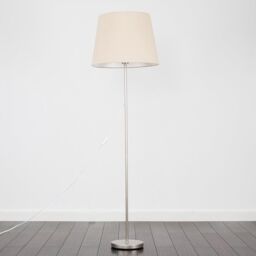ValueLights Charlie Modern Stem Brushed Chrome Floor Lamp in Metallic Silver - thumbnail 2