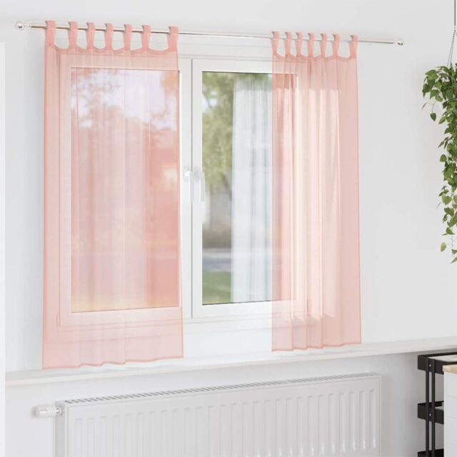 Berkfield Home Voile Curtains with Loops 2 pcs Pink 140x175 cm - image 1