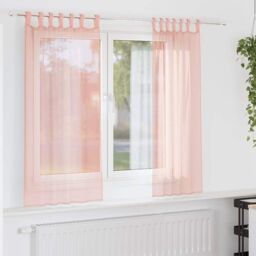 Berkfield Home Voile Curtains with Loops 2 pcs Pink 140x175 cm - thumbnail 1