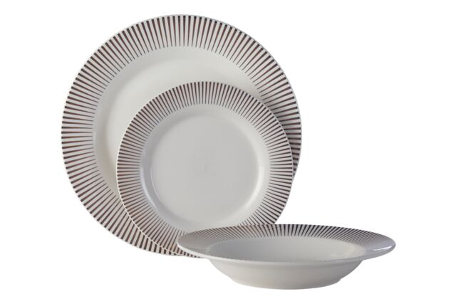 Orsina 12 Piece Spoke Porcelain Dinner Set, White Glazed Finish Dinnerware, Perfect For Daily Use or Special Occasion - image 1