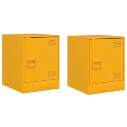 Berkfield Home Bedside Cabinets 2 pcs Mustard Yellow 34.5x39x44 cm Steel - thumbnail 2