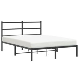 Berkfield Home Metal Bed Frame without Mattress with Headboard Black 140x200cm - Size: 140x200 cm - thumbnail 4