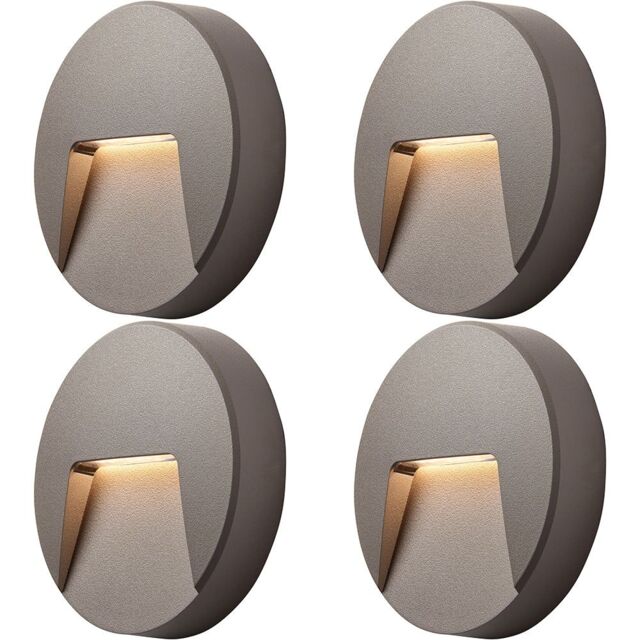 Loops 4 PACK Round Outdoor IP65 Pathway Guide Light - Indirect CCT LED - Grey ABS - image 1