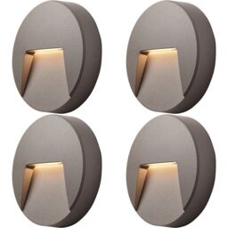 Loops 4 PACK Round Outdoor IP65 Pathway Guide Light - Indirect CCT LED - Grey ABS