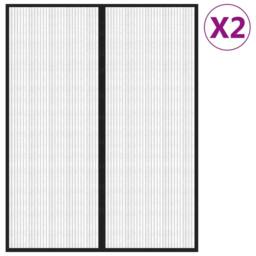 Berkfield Home Insect Door Curtains 2 pcs with Magnet Blocks Black 230x160 cm - thumbnail 2