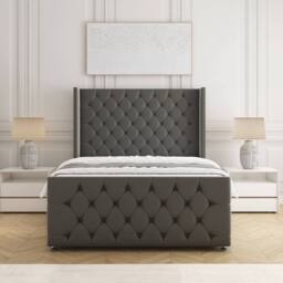 "BSSPOKE Florida Divan Bed Plush Velvet 54"" Headboard No Mattress No Drawers in Grey - Size: Single" - thumbnail 3