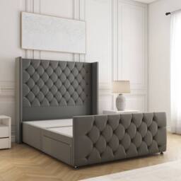 "BSSPOKE Florida Divan Bed Plush Velvet 54"" Headboard No Mattress No Drawers in Grey - Size: Single" - thumbnail 1