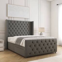 "BSSPOKE Florida Divan Bed Plush Velvet 54"" Headboard No Mattress No Drawers in Grey - Size: Single" - thumbnail 2