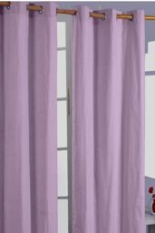Homescapes Plain Cotton Ready Made Eyelet Curtain Pair in Mauve - Size: 117 cm width x 137 cm drop - thumbnail 1