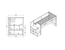 Flair Charlie Staircase Mid Sleeper Cabin Bed with Storage & Desk in Grey - Size: Single - thumbnail 5