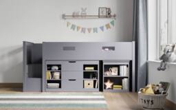 Flair Charlie Staircase Mid Sleeper Cabin Bed with Storage & Desk in Grey - Size: Single - thumbnail 3