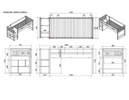Flair Charlie Staircase Mid Sleeper Cabin Bed with Storage & Desk in Grey - Size: Single - thumbnail 4