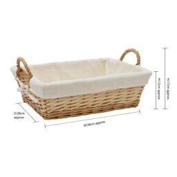 JVL Hand Woven Acacia Rectangular Willow Storage Basket with Lining in Gold - Size: Small - thumbnail 6