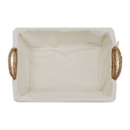 JVL Hand Woven Acacia Rectangular Willow Storage Basket with Lining in Gold - Size: Small - thumbnail 2
